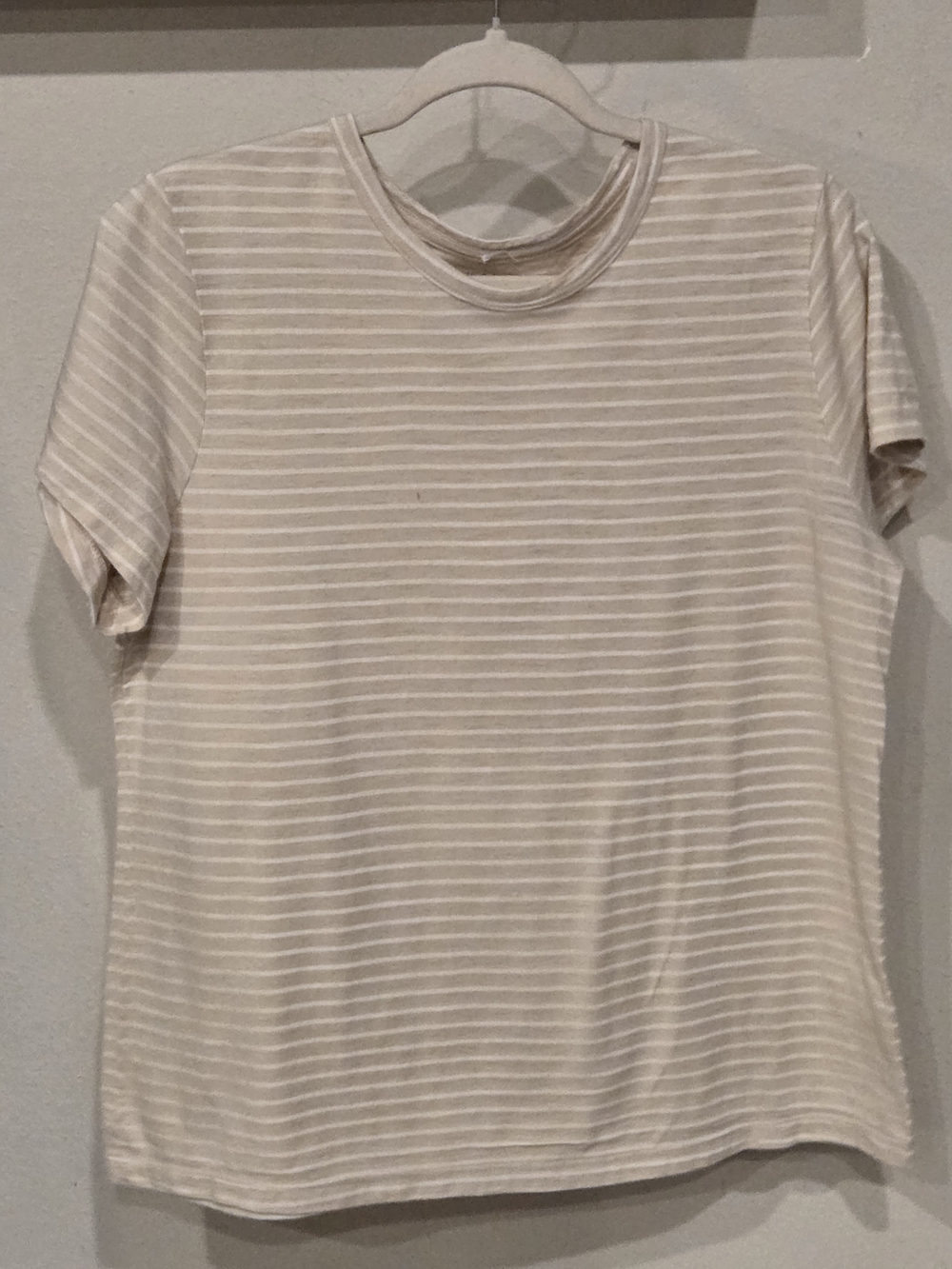 Time and Tru Beige and White Striped Tee